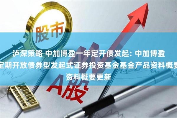 泸深策略 中加博盈一年定开债发起: 中加博盈一年定期开放债券型发起式证券投资基金基金产品资料概要更新